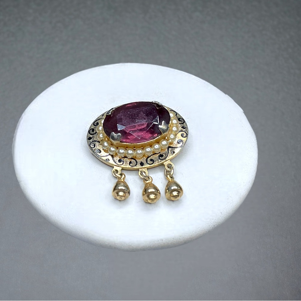 🌺Vintage Art Nouveau Amethyst Brooch - Picture 9 of 10